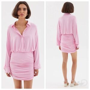 SOVERE NWOT The Entity Mini Dress in Musk Pink Oversized Bodice/ Bodycon Skirt S
